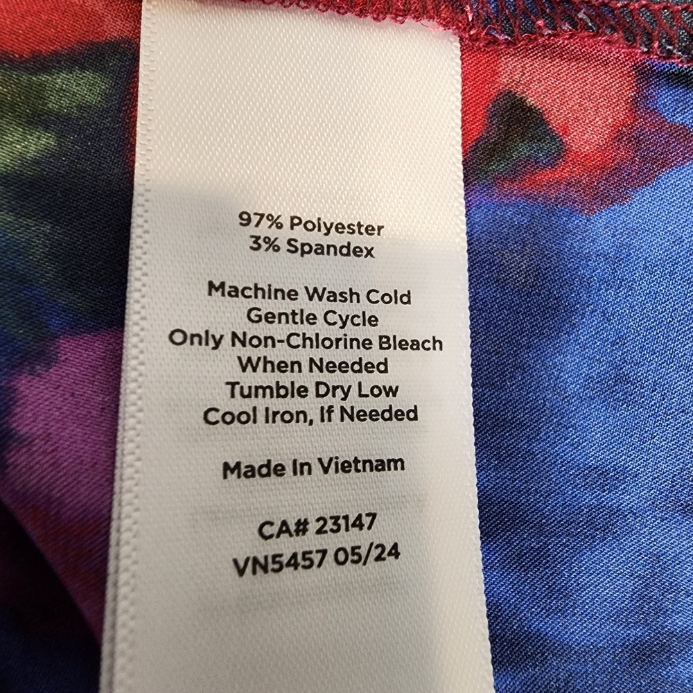 Talbots Twist Neck Satin Charmeuse Blouse‎ Top XL Wrapped Jewel Tone Floral Chic - Picture 11 of 11